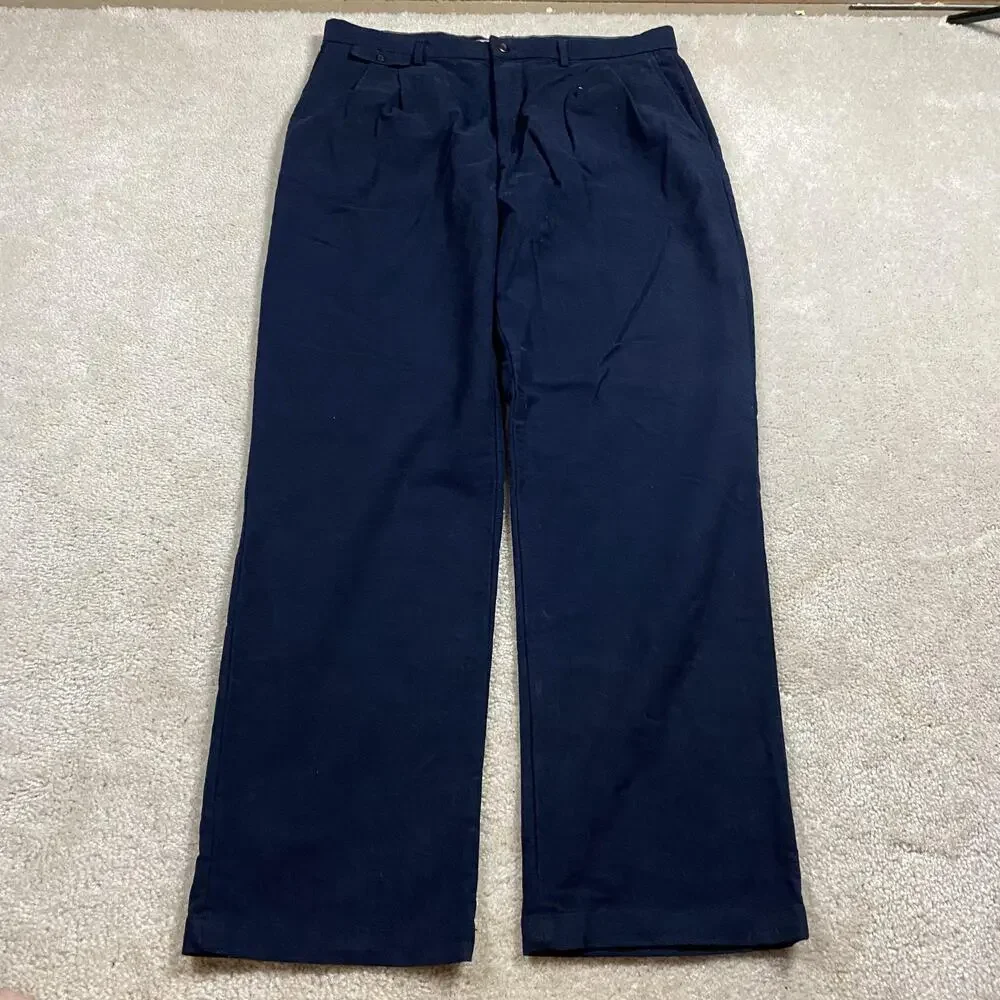 Banana Republic Pants Mens 36x34 Navy Blue Pleated Chino Stretch Casual Business